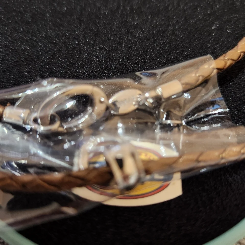 Fossil Charm Braided Leather Necklace